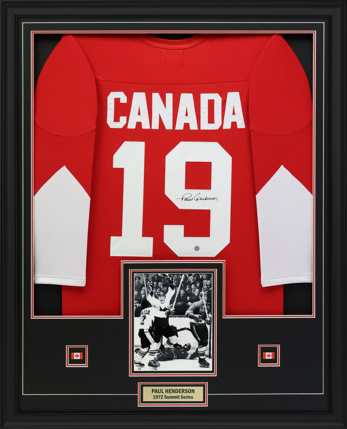 Paul Henderson Signed Jersey Framed – Team Canada 1972 Summit Series Replica (Red)