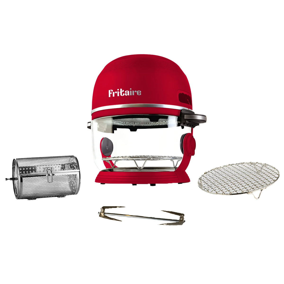 Fritaire Self-Cleaning Glass Bowl Air Fryer - Red