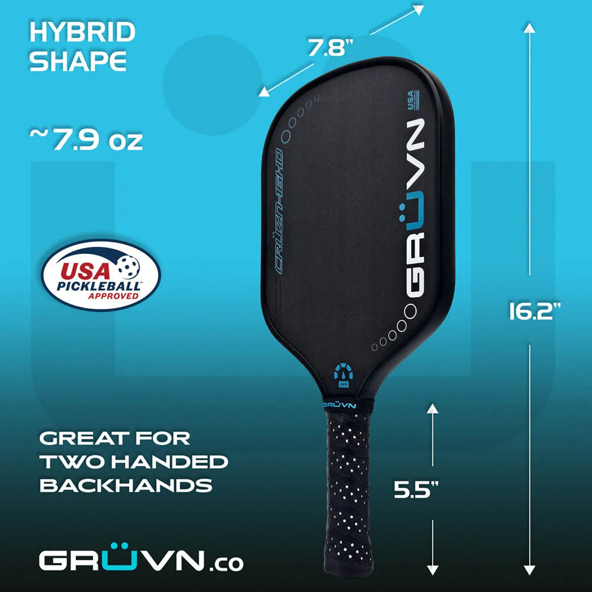 GRÜVN CRÜZN-16S Pickleball Paddle - Blue Stealth