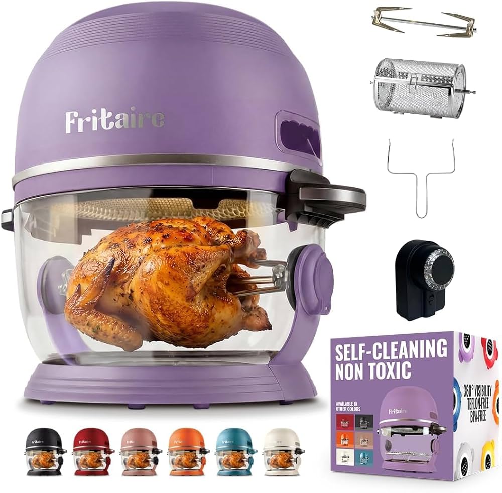Fritaire Self-Cleaning Glass Bowl Air Fryer - Purple
