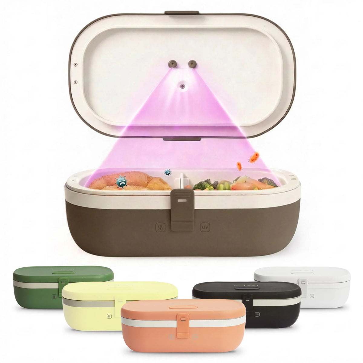 Self-Heating Lunch Box With USB-C Cord and UV LIGHT SANITIZER-coffee bean
