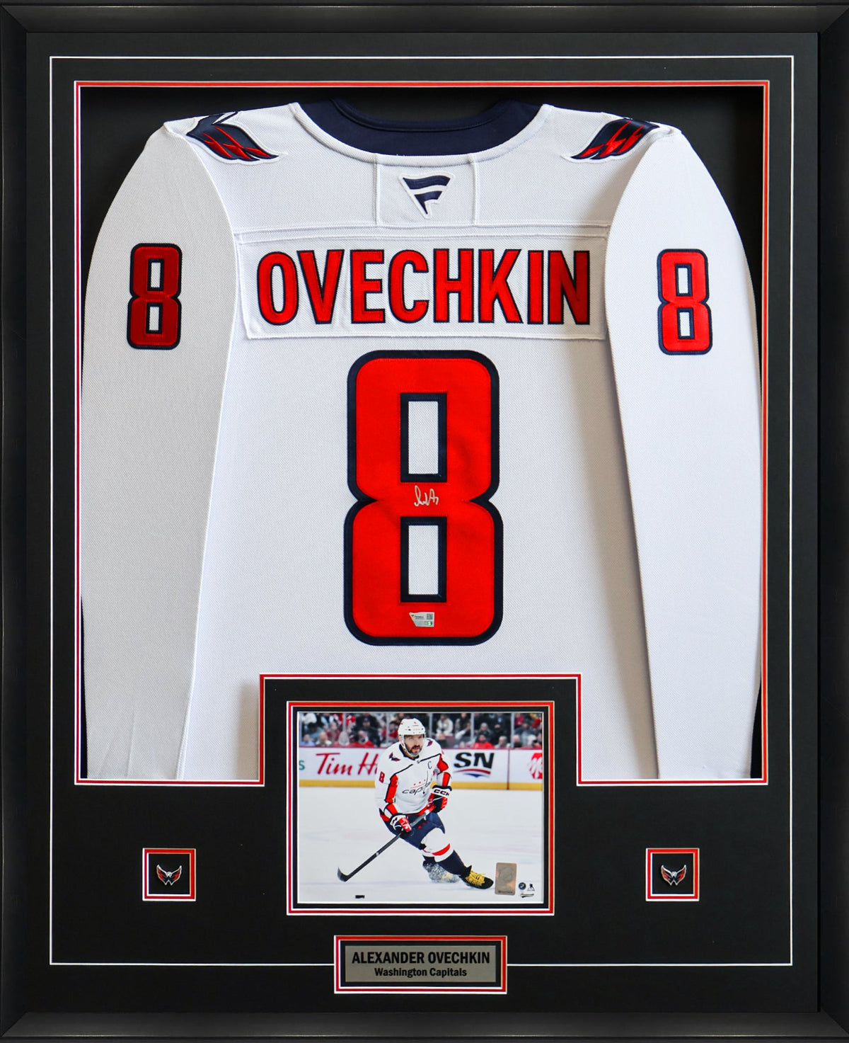 Alex Ovechkin Signed Framed 34x42 Washington Capitals Away Fanatics Premium Jersey