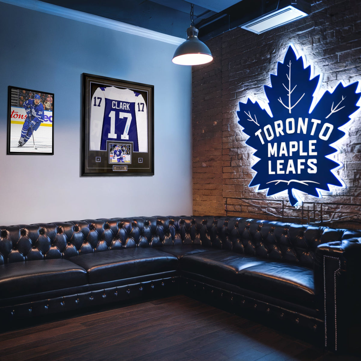 Wendel Clark Signed Framed Jersey Maple Leafs Replica Fanatics Blue