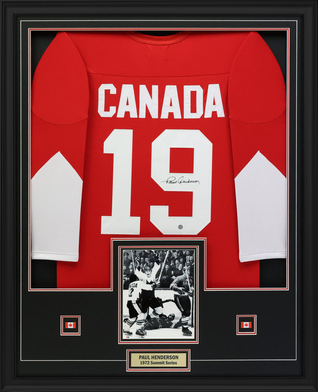 Paul Henderson Signed Jersey Framed – Team Canada 1972 Summit Series Replica (Red)