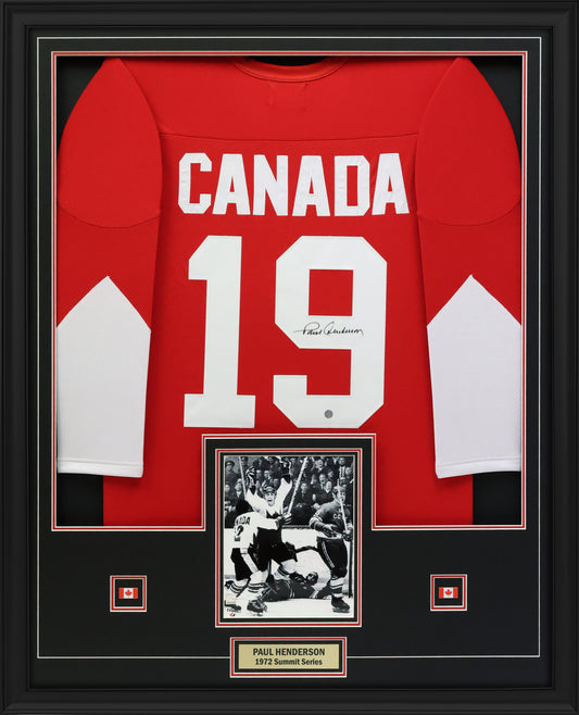 Paul Henderson Signed Jersey Framed – Team Canada 1972 Summit Series Replica (Red)