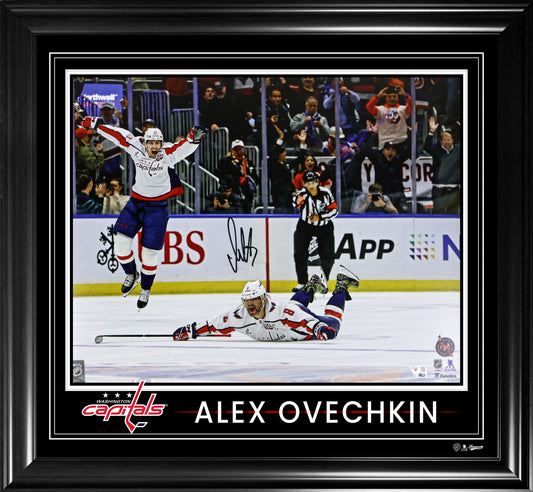 Alex Ovechkin Signed Framed 16x20 Photo in PhotoGlass Washington Capitals 895th Goal Celebration