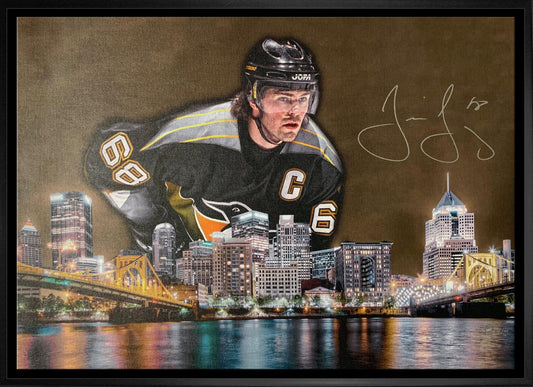 Jaromir Jagr Signed Framed 20x29 Pittsburgh Penguins Skyline Canvas Limited Edition /68