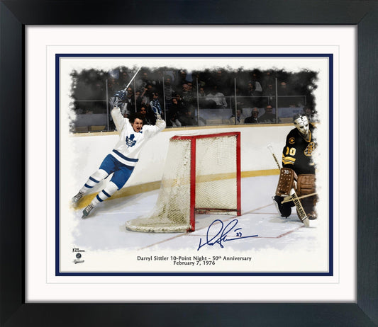 Darryl Sittler Signed Framed 16x20 Toronto Maple Leafs 50th Anniversary Edition Insc "10 Point Night"
