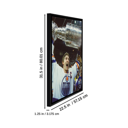 Wayne Gretzky 20x29 Framed Canvas Oilers Stanley Cup-V
