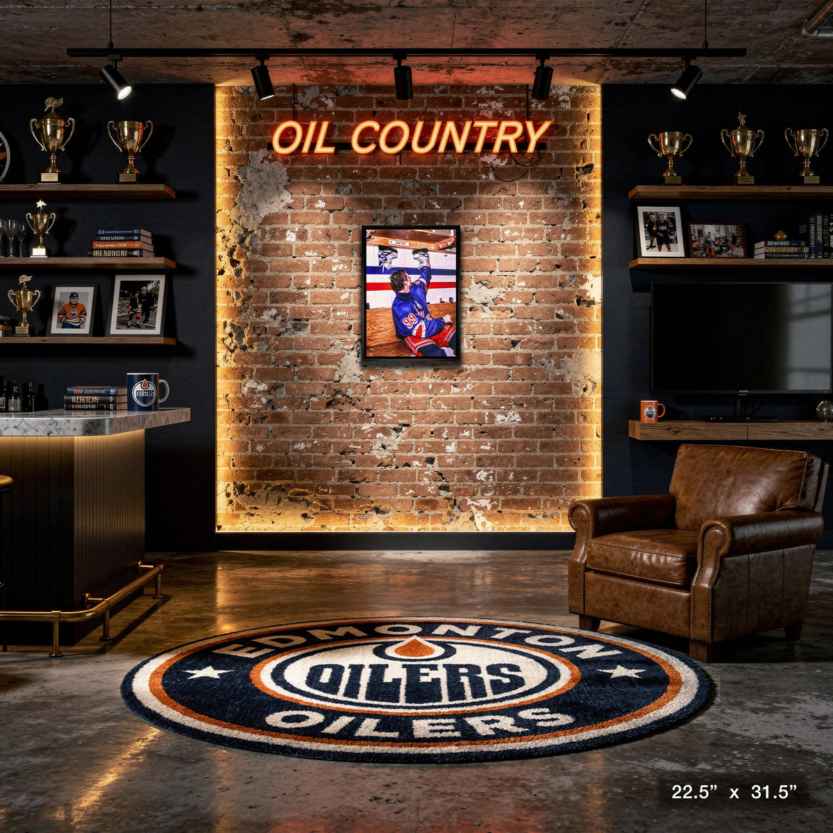 Wayne Gretzky 20x29 Framed Canvas Oilers Hanging up Skates-V