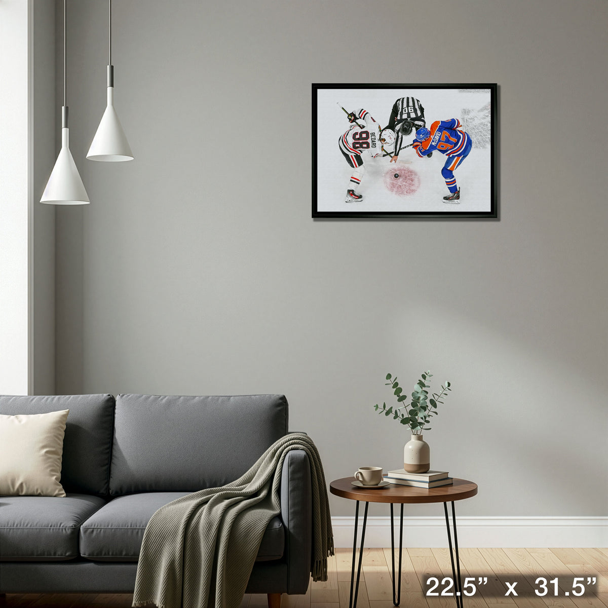 Connor Bedard and Connor McDavid 20x29 Framed Canvas Blackhawks