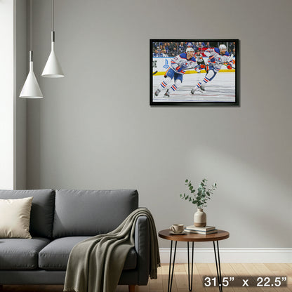 McDavid,C & Draisaitl,L 20x29 Framed Canvas Oilers Action-H