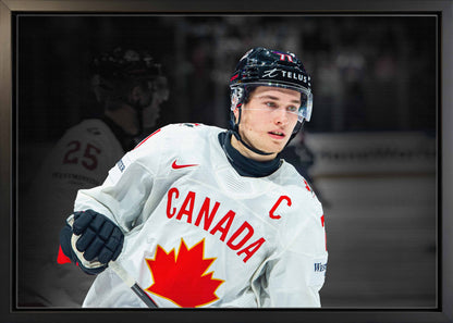 Macklin Celebrini 20x29 Framed Canvas 2026 IIHF World Championship Spotlight