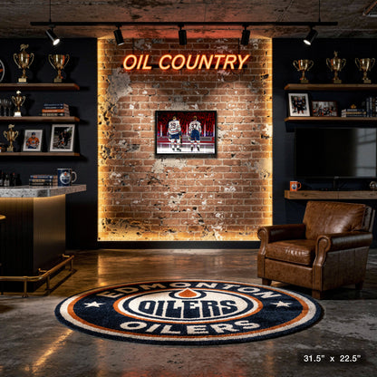 Connor McDavid and Leon Draisaitl Edmonton Oilers Framed 20x29 Line-Up Canvas
