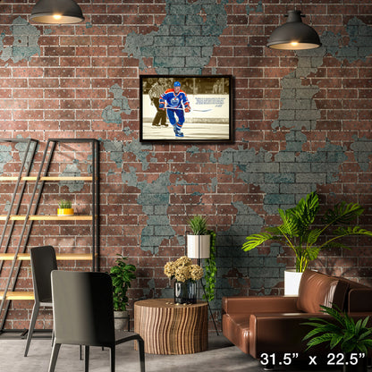 Wayne Gretzky Edmonton Oilers Framed 20x29 Skating Canvas with Quote