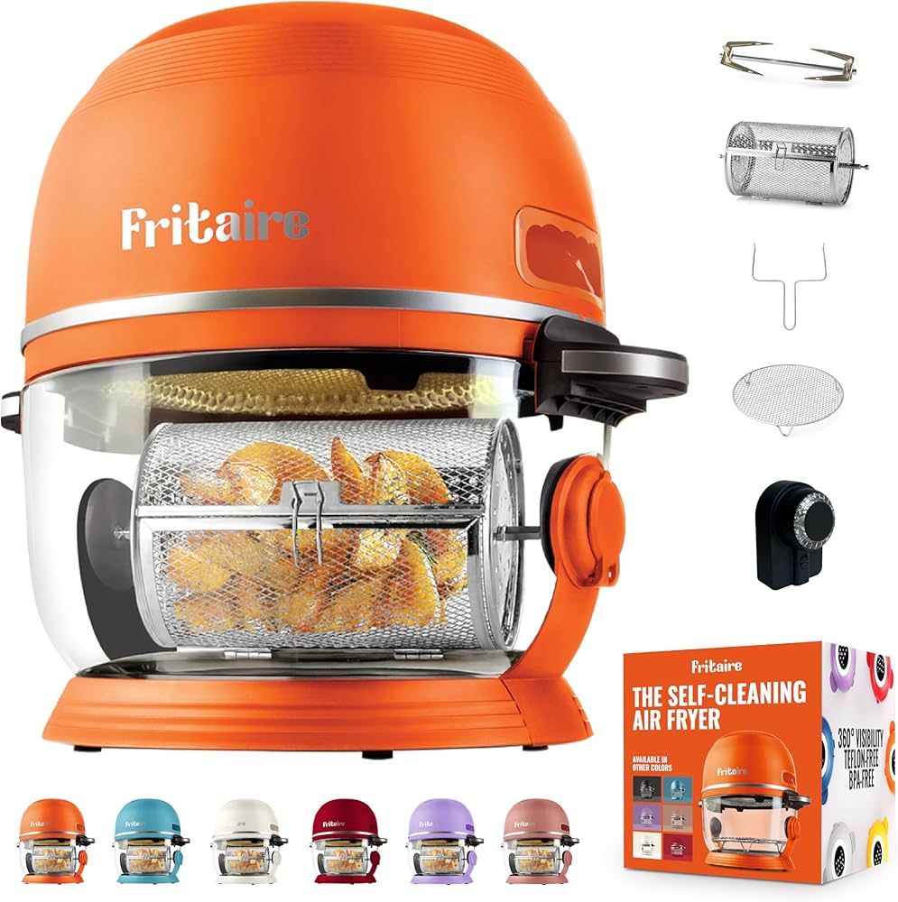 Fritaire Self-Cleaning Glass Bowl Air Fryer - Orange