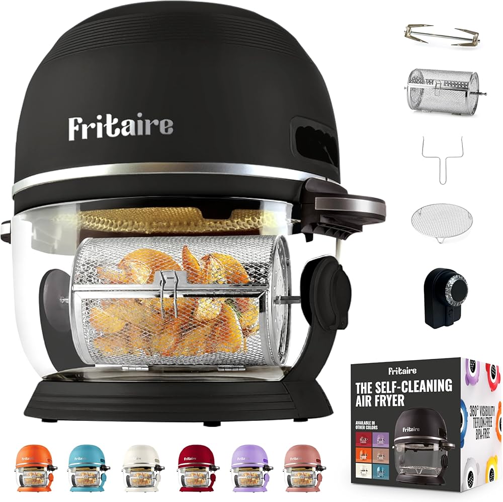 Fritaire Self-Cleaning Glass Bowl Air Fryer - Black