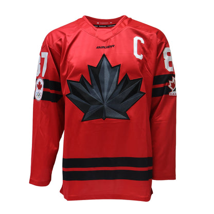 Sidney Crosby Signed Framed 34x42 Hockey Canada 2026 White Bauer Replica Jersey