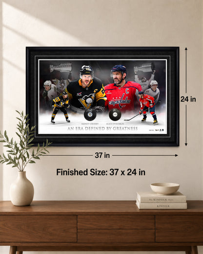Sidney Crosby and Alex Ovechkin Framed 37x24 Dual Pucks "AN ERA DEFINED BY GREATNESS" (Limited Edition of 21)