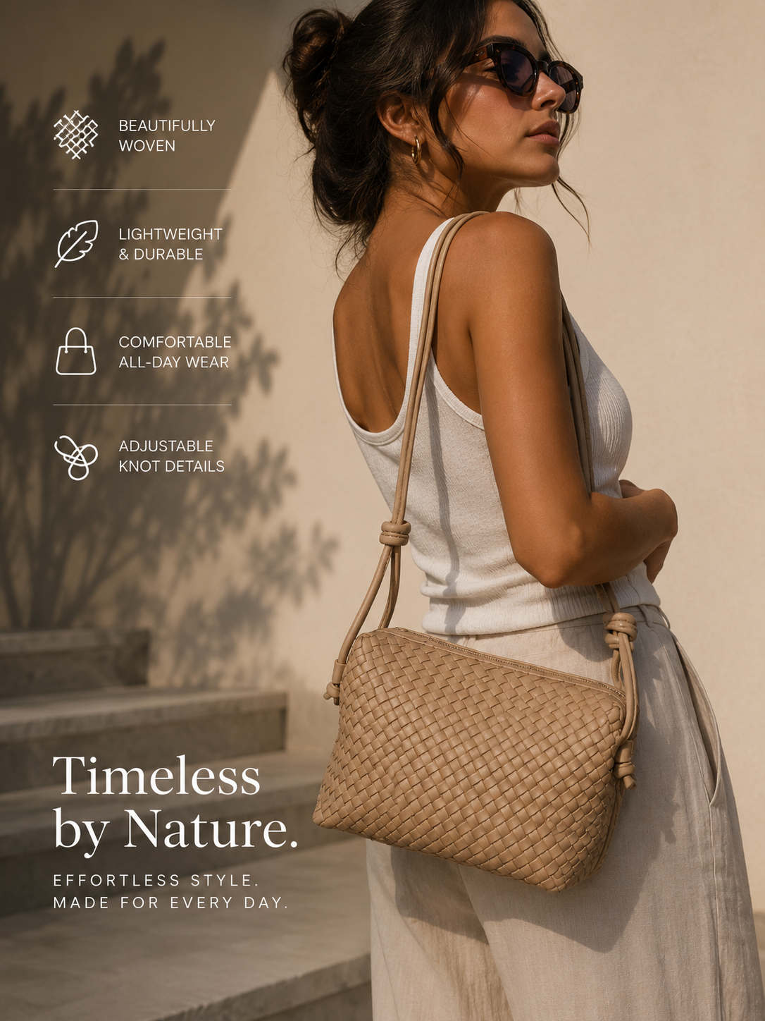Bag & Bougie Mini Woven Crossbody - Beige