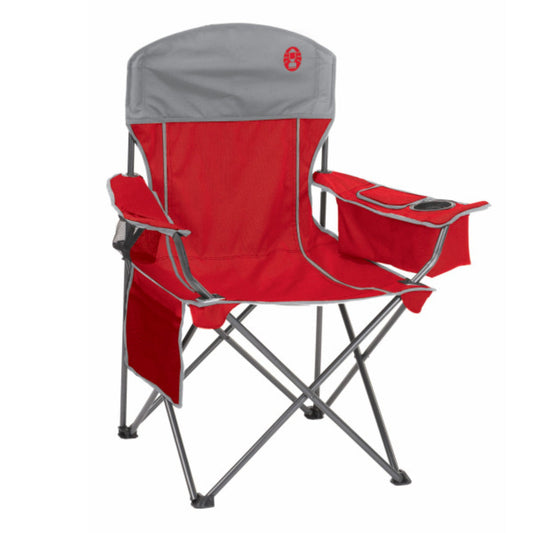 Coleman - Quad Chair with Cooler - Red/Grey