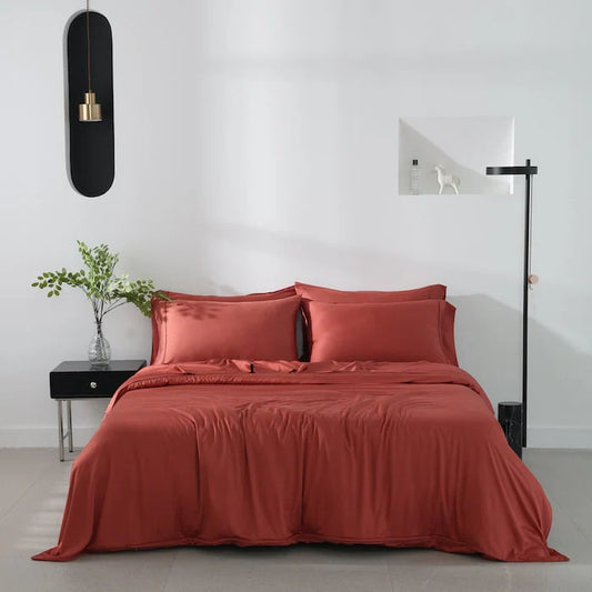 Twin Ducks 100% Queen Bamboo Sheets - Terracotta