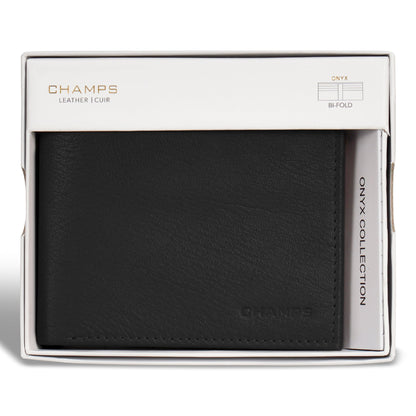 Onyx / Leather Bi-Fold Wallet