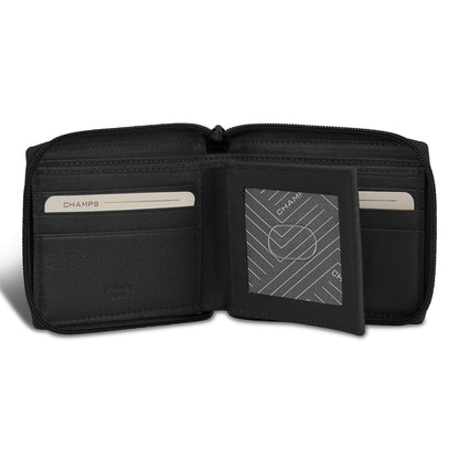 Onyx / Leather Zip Around Wallet