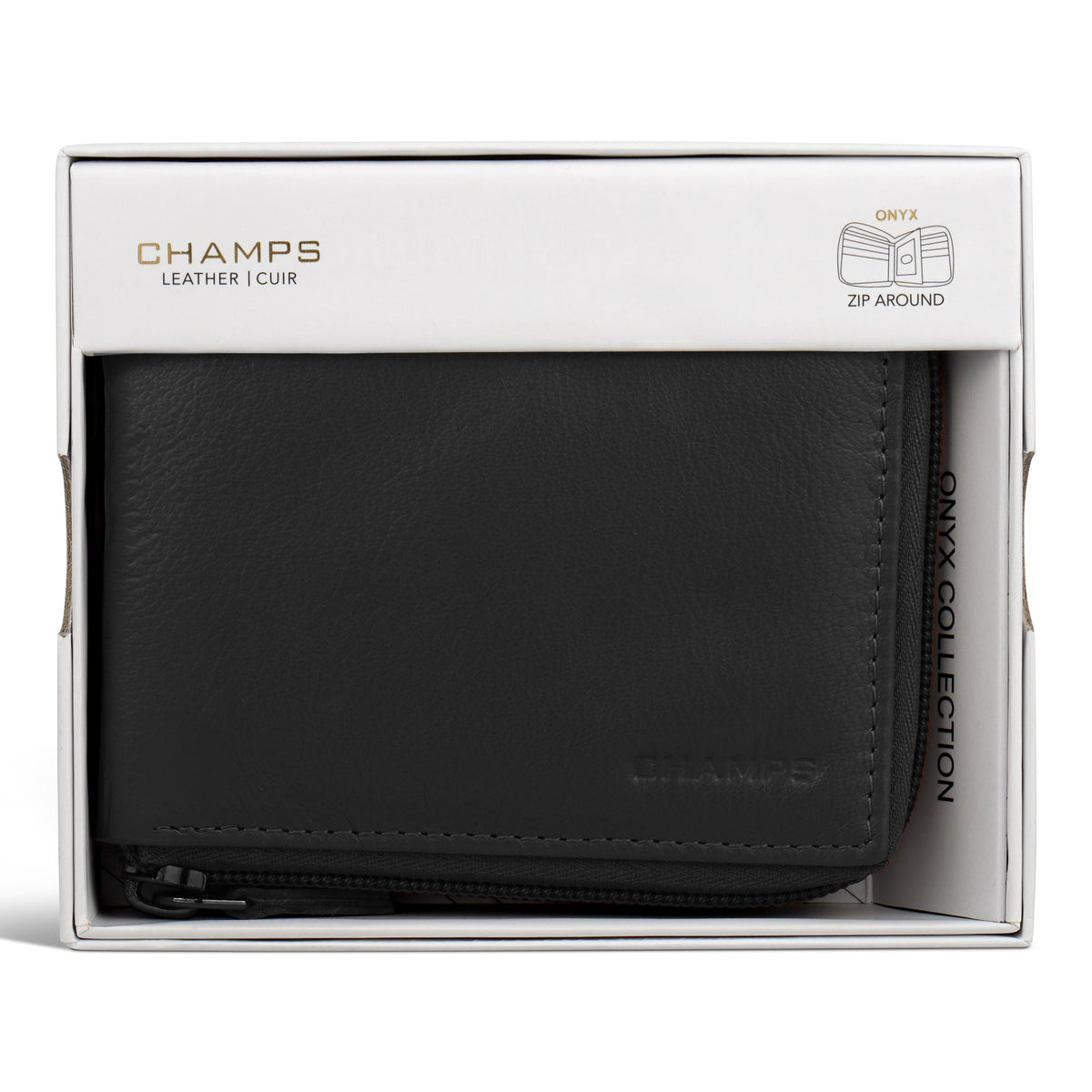 Onyx / Leather Zip Around Wallet
