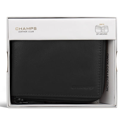 Onyx / Leather Zip Around Wallet
