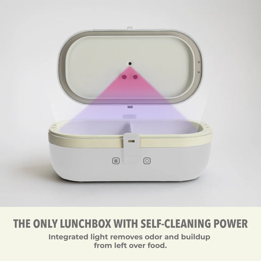 Self-Heating Lunch Box With USB-C Cord and UV LIGHT SANITIZER- Pearl