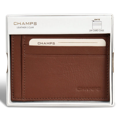 Onyx / Leather Zip Card Case