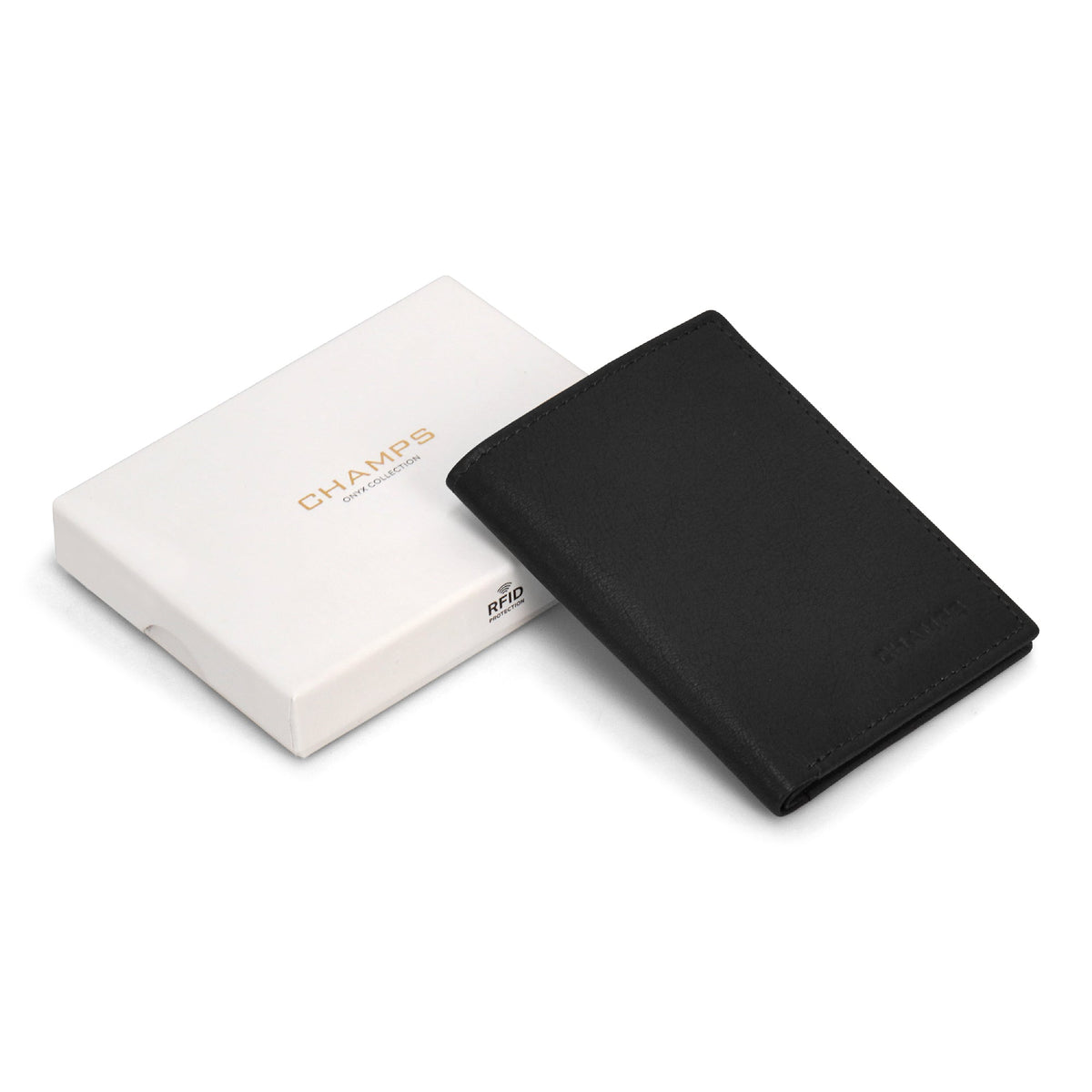 Onyx / Leather Vertical Slim Wallet