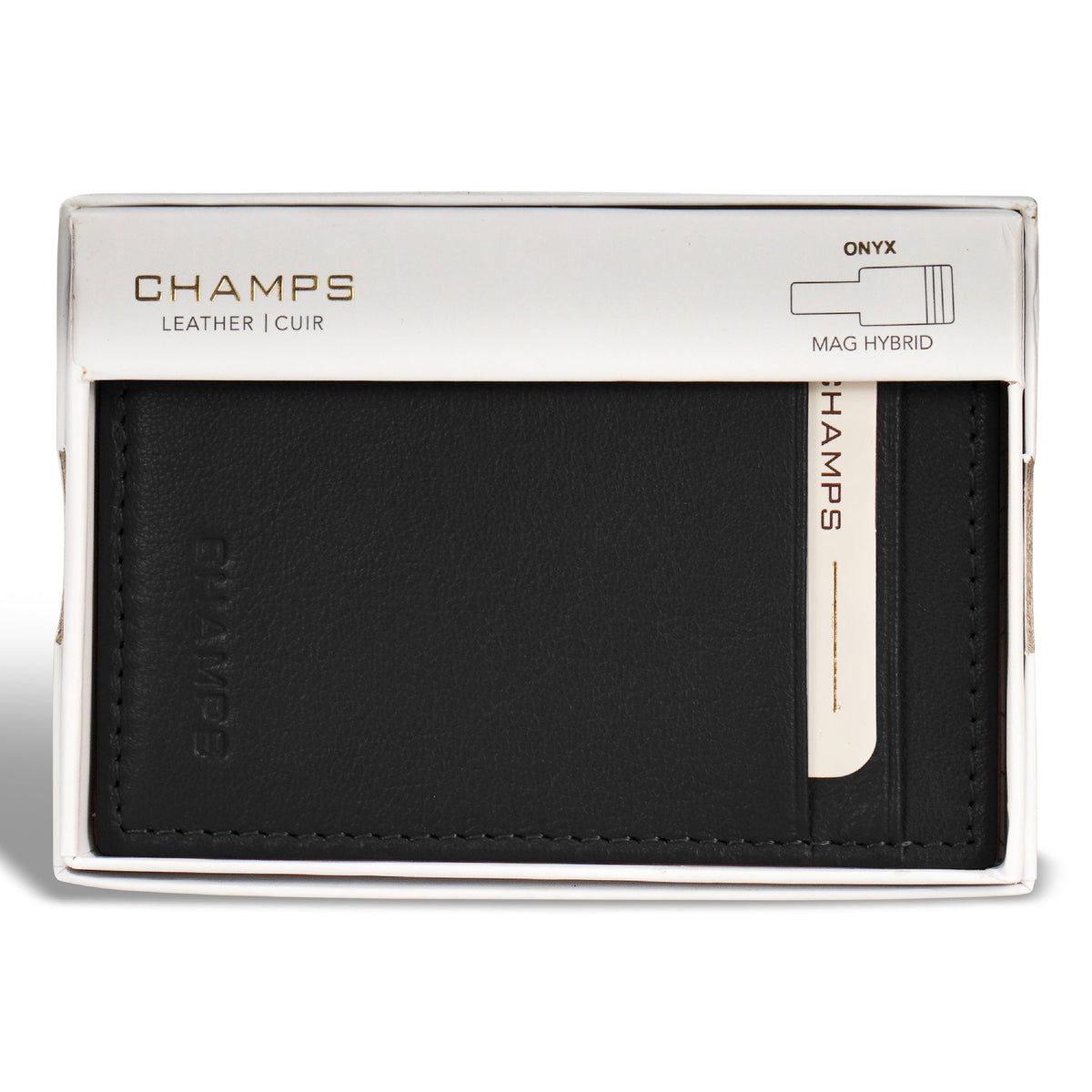 Onyx / Leather Mag Hybrid Card Holder