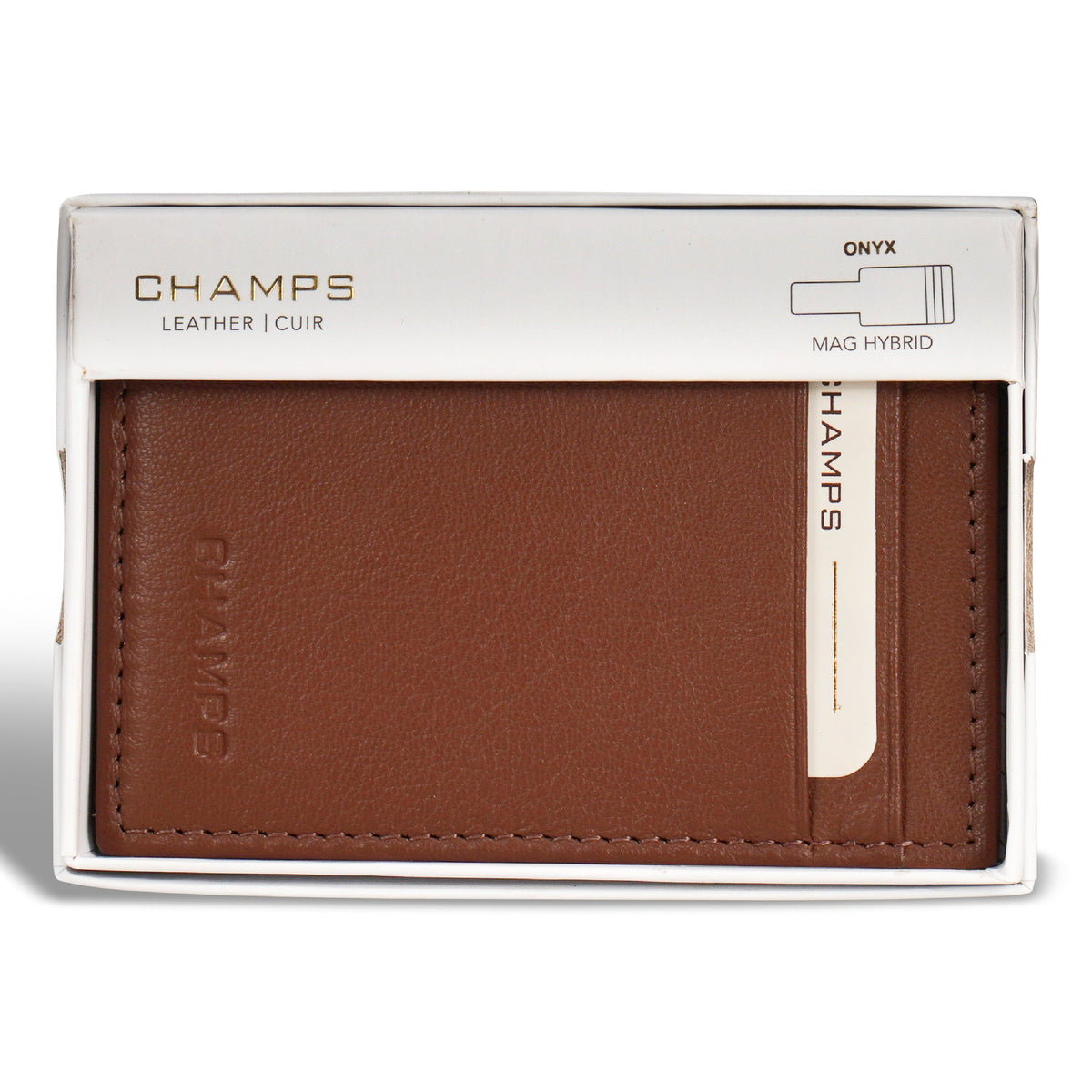 Onyx / Leather Mag Hybrid Card Holder