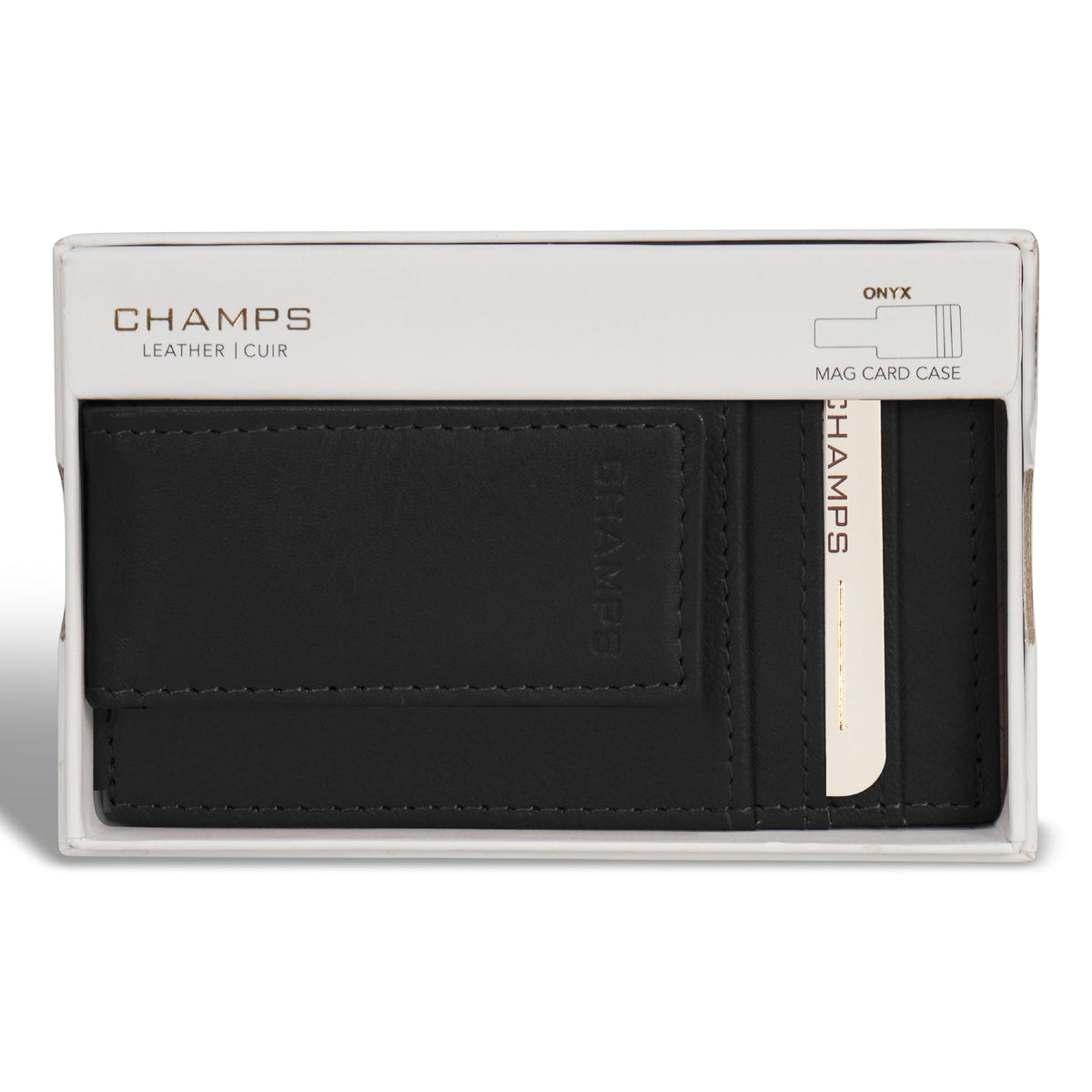 Onyx / Leather Mag Card Case