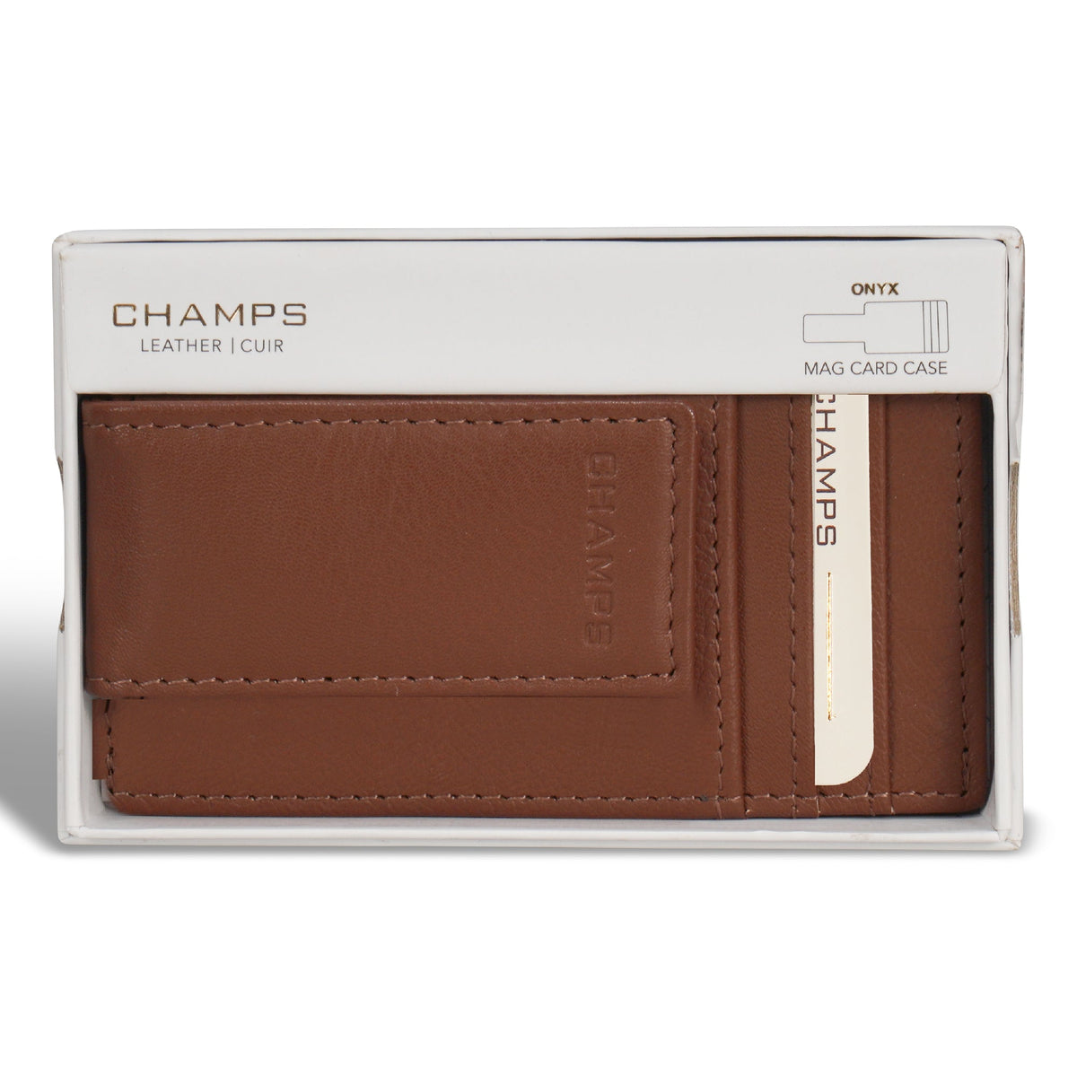 Onyx / Leather Mag Card Case