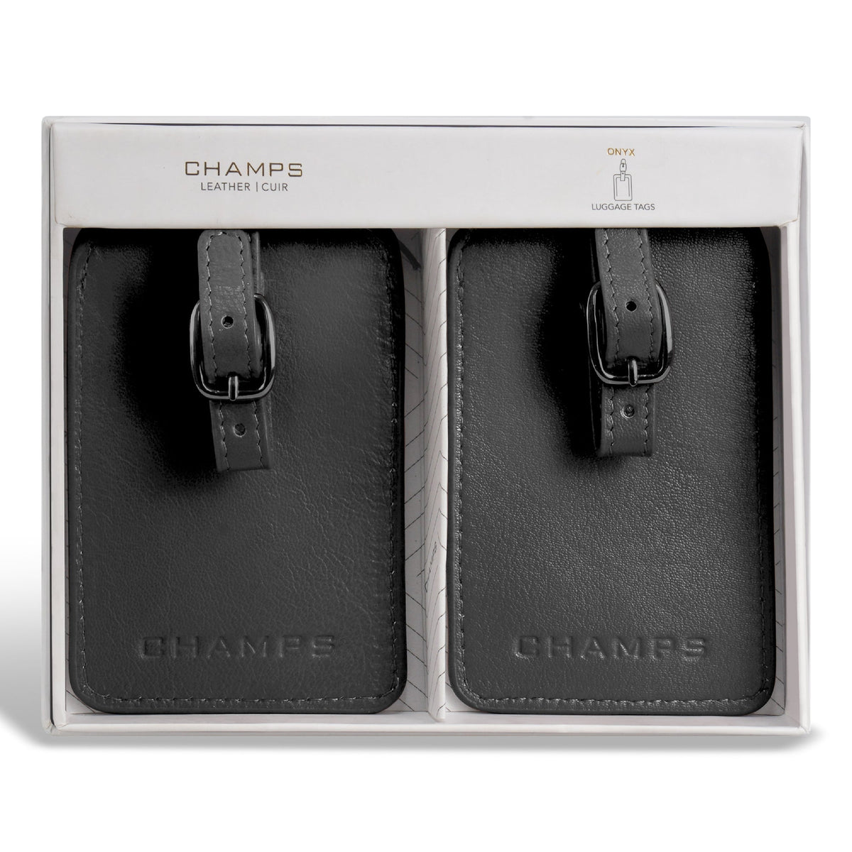 Onyx / Leather Luggage Tags