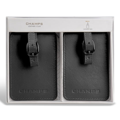 Onyx / Leather Luggage Tags