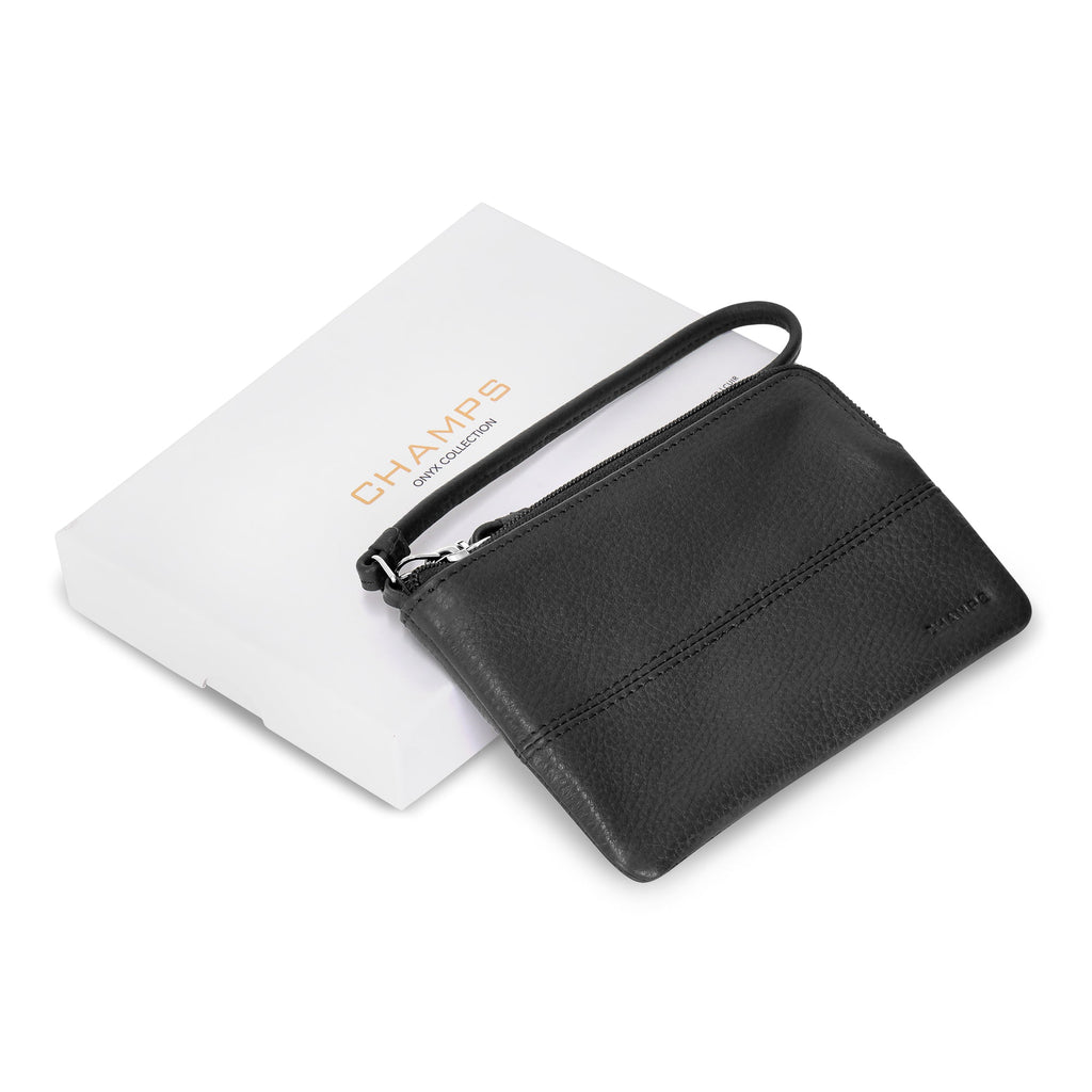 Onyx / Leather Wristlet