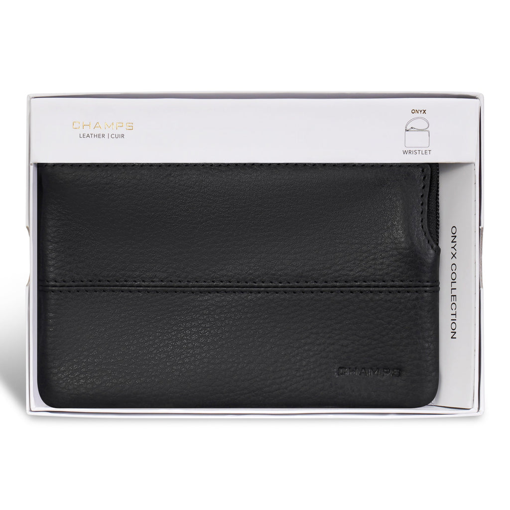 Onyx / Leather Wristlet