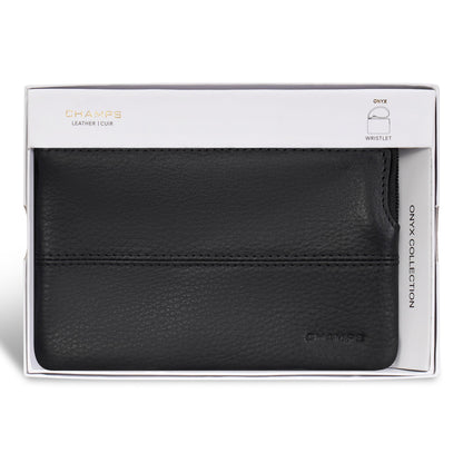 Onyx / Leather Wristlet