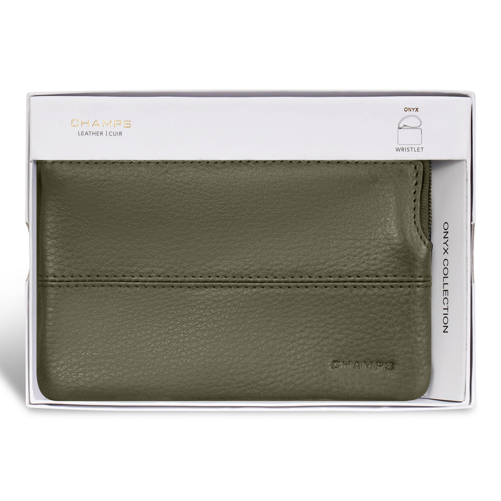 Onyx / Leather Wristlet