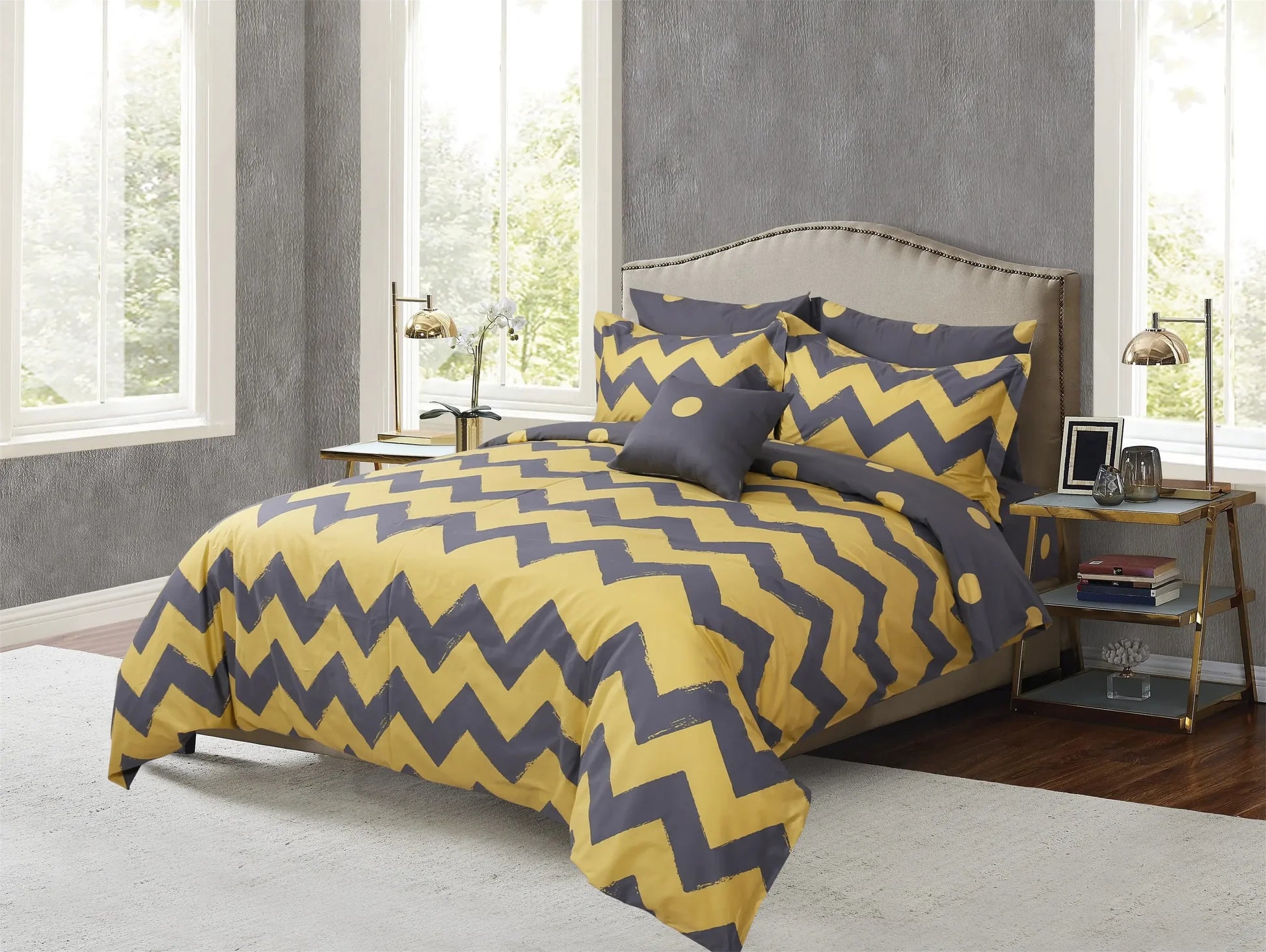 Wonder Home 100% Cotton Printed Travis 4 Piece Duvet Cover Set - Queen
